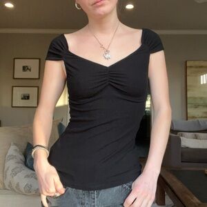 Reformation Black Ruched Top